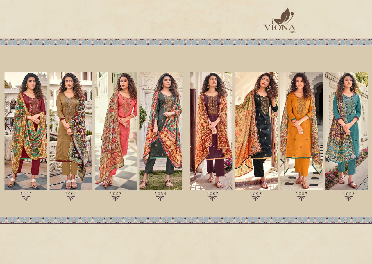 VIONA AAFIA Latest Fancy Casual Wear Cotton Jam Stain Negative Printed With Heavy Embroidery Work Salwar Suit Collection